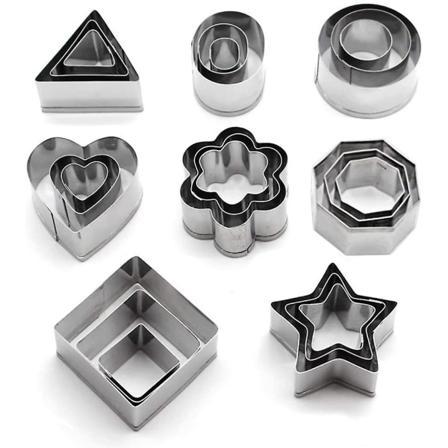 Kakeformskjærere, sett med 24 mini geometriske kakeformskjærere, kakeformskjærere i rustfritt stål for fondantkake kjeks kakeform