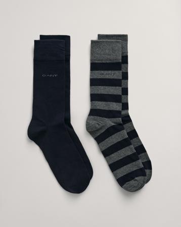GANT Uomo - Confezione da 2 paia di calzini a righe larghe e tinta unita - Taglia 40-42 - - Uomo - Socks
