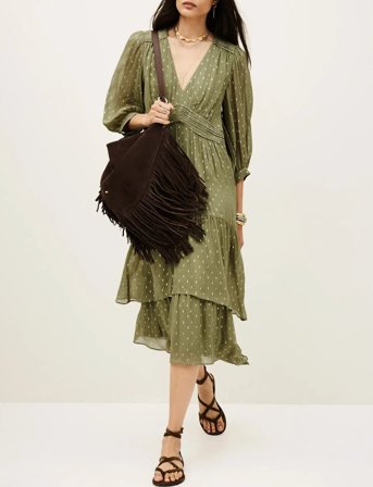 ba&sh Dress Maia - Khaki green - 40