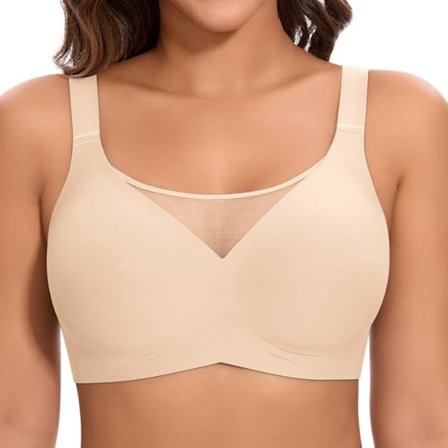 Sømløs Wirefree Uplift BH til Plus Size Kvinder, 2XL (80-90KG), Komfortabel BH til hverdagsbrug Beige