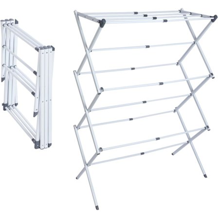 Plassbesparende Klesstativ - 6-lags Sammenleggbart Klesstativ med 11 Stenger - Sammenleggbart og Utvidbart Klesstativ