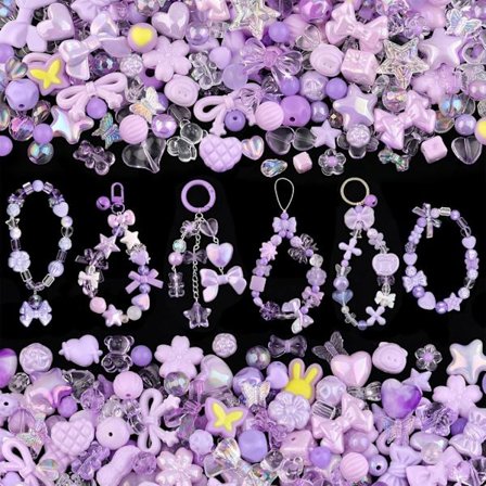170-230 stk. akrylperler til armbåndsfremstilling, blomster sløjfe sommerfugl slik stjerne hjerte kawaii armbånds charms, søde perler til smykker DIY 