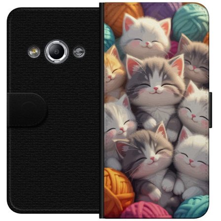 Kompatibelt Lommeboketui til Samsung Galaxy Xcover 3 Søte sovende kattunger tett sammen blant fargerike garnnøster i myk leken stil