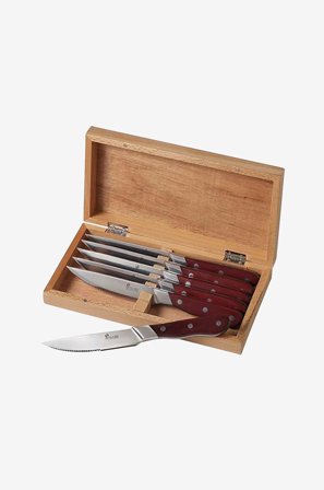 Sola - Grillkniv Wood 6-pak - Rød - Bestik - Fra Homeroom