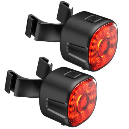 Syzplnwy Smart bremsesensor sykkelbaklykt - USB-oppladbar, IP66 vanntett, 6 lyse røde LED-moduser for sikkerhet ved nattkjøring, 2 stk