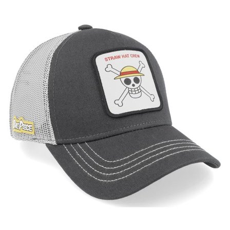 Capslab - Grå trucker Keps - One Piece Straw Hat Crew Charcoal/Grey Trucker @ Hatstore
