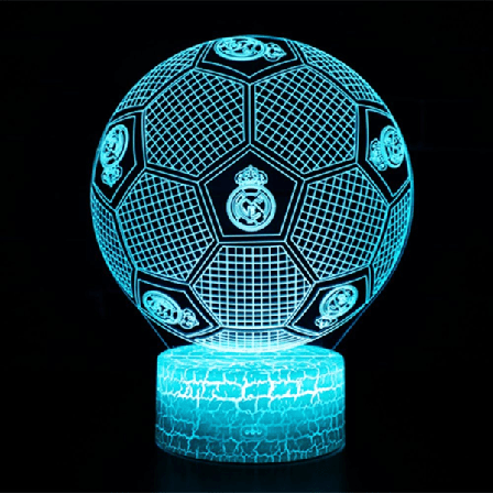 3D Illusion Fodboldlampe Real Madrid 7 Farver LED Touch Bordlampe Soveværelse Boligindretning