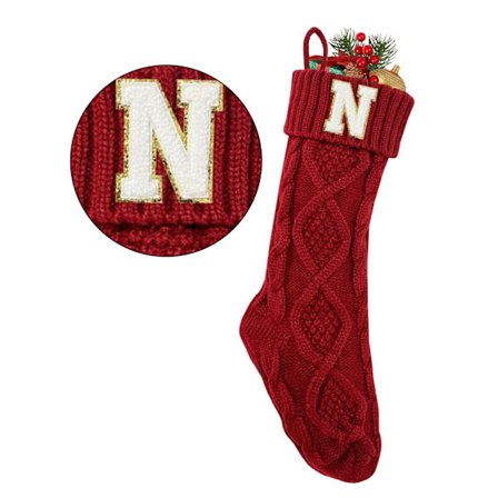 Julestrømper med initialer Personlig strikket bokstav Julestrømpe Julesokk Peisdekorasjon