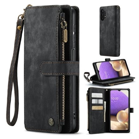 CaseMe telefonetui med glidelås og lommebok for Samsung Galaxy M32 5G / Samsung Galaxy A32 5G - Svart