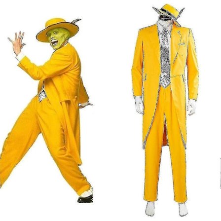 Film- och TV-mask Jim Carrey Cosplay Kostymset Unisex Vuxen Gul Utrustning Uniform Halloween Karneval Utklädningsfest-Perfekt