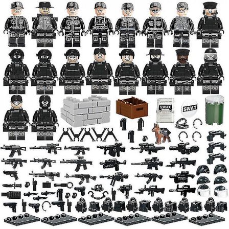 Set med 18 Minifigurer Militärserie Skurk Mini Figurer Byggklossleksaker BBP