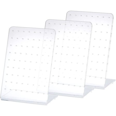 Örhängen med 72 hål, smyckesdisplay, plastdisplayställ, organizerställ, transparent akrylörhängendisplay, 3-delad butiksdisplay