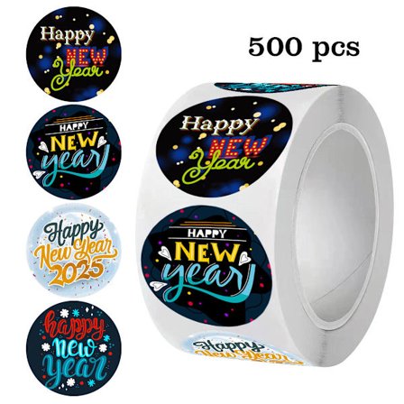 Nyttårsaften tema bursdagsfest forsegling etiketter gaveinnpakningsetiketter rund rull håndlagde etiketter