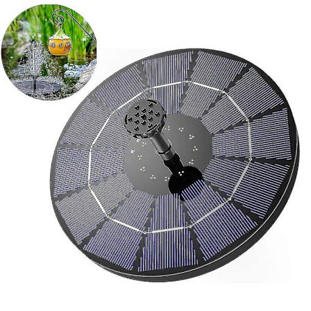 Solcellefontæne med indbygget batteri