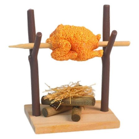 Barbecue Grill Legetøj Mini Stegt Kylling Model Miniature BBQ Grill Dukkehus Madlavningsværktøj Til Have Dekoration Køkken Tilbehør