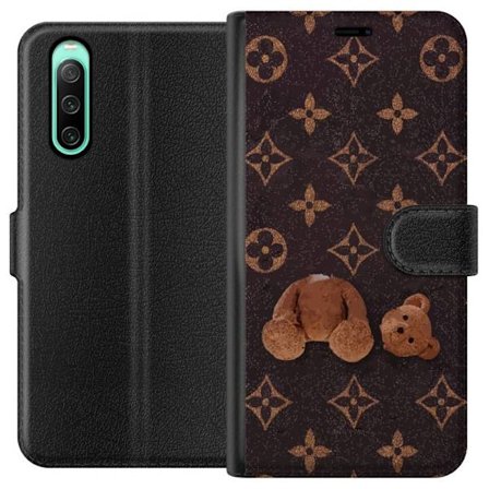 Yhteensopiva Lompakkokotelo Sony Sony Xperia 10 IV Graafinen monogrammikuvio, jossa taiteellisesti muotoiltu nalle