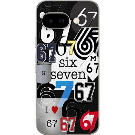 Yhteensopiva Puhelinkuori Google Pixel 9a 67 meme kuusi seitsemän trendi kollaasi viraali internet meemi 6-7 graafinen moderni esteettisyys