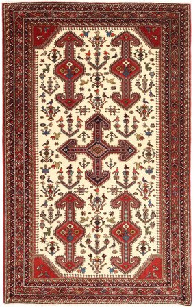 Noué À La Main Ghashghaï Fine Tapis 153X245 De Laine Beige/Rouge Petit