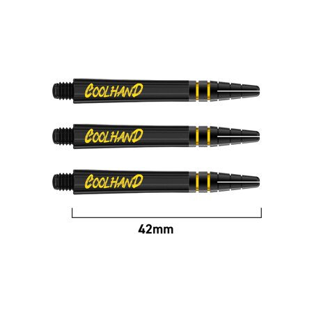 Red Dragon Darts Shafts 42mm Coolhand Black Yellow Nitrotech Polycarbonate Steel Tip Darts Shafts Accessories Replacement Flight Set
