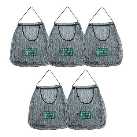 5-pak Genanvendelige Netposer til Opbevaring af Frugt og Grøntsager, Køkkenopbevaring, Vaskbar Foldbar