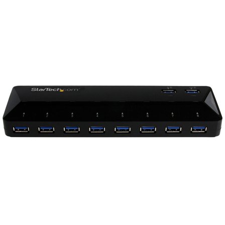StarTech 10 Port USB 3.0 Hub with Charge & Sync Ports - 8 x USB-A, 2 x USB-A Fast Charge Ports - Multi Port Powered USB Hub (ST103008U2C) -