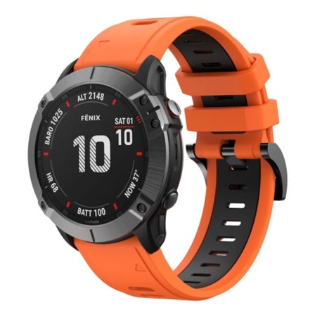 För Garmin Fenix ​​6X Pro 26 mm tvåfärgad watch i silikon