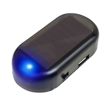 Solcellsladdad bil LED falsk dummy larm varningssäkerhet stöldskydd blinkande ljus(Blå)