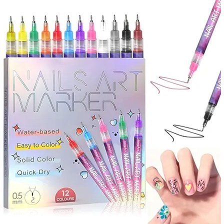 12-delars set med fina nagelkonstpennor för professionell manikyr [JUN]