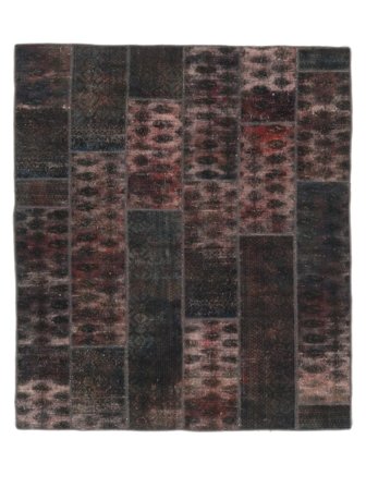 Patchwork Tæppe Moderne Sort/Mørkerød (Uld, Persien)