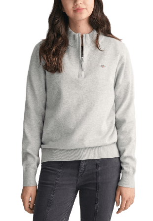 GANT Knitwear Shield Cotton Half Zip Hoodies & sweatshirts Unisex Grå 170