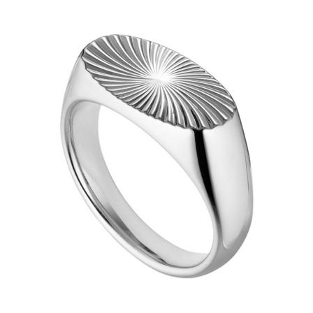 Jane Kønig, Reflection Signet ring, sterling silver Szary, Kobieta, Rozmiar: 60 MM