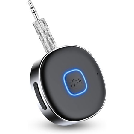 Bluetooth AUX-adapter til bil, trådløs Bluetooth 5.0-modtager til bil, øretelefoner, håndfri opkald, dobbelt forbindelse, 16 timers spilletid, én 