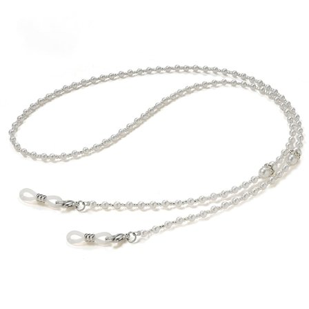 Vit pärlstav glasögonkedja, glasögon solglasögon snodd halsrem hållare