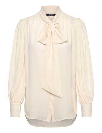 Lauren Ralph Lauren Georgette Tie-Neck Blouse - Cream - L