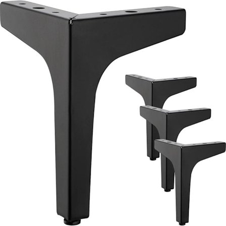 4-pak 13 cm sorte metalmøbelben - til skabe, sofa, sofabord, TV-bord og andre møbelben.