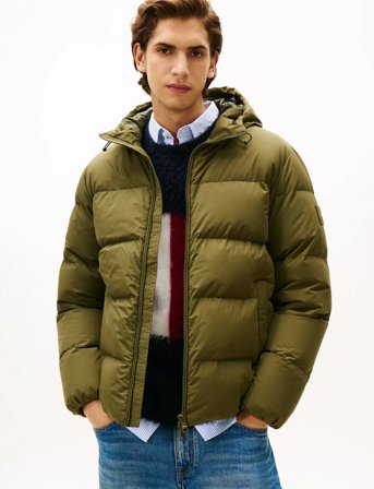 Tommy Hilfiger Down Hooded Puffer Jkt - Khaki green - S