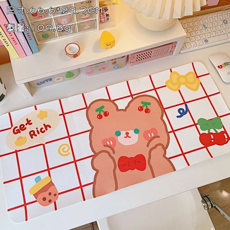 Stor tegneserie pink musemåtte Kawaii gaming musemåtte HVID