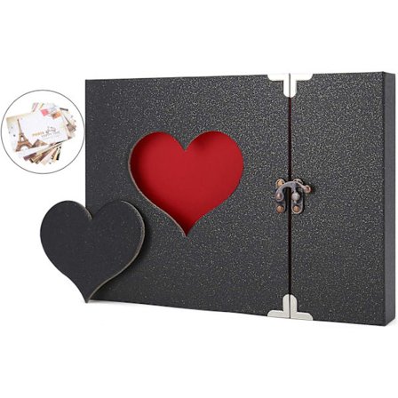 Fotoalbum Scrapbook, DIY Scrapbøker med Personlig Minnebok, Vintage Love Heart 30 Svarte Sider Gjestbok