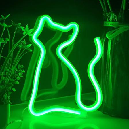 Kissan neonkyltit, USB- tai 3-AA-paristokäyttöinen neonvalo, LED-valot pöytäkoristeluun, tyttöjen makuuhuoneen seinäkoriste, lasten syntymäpäivälahja 