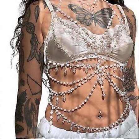 Elegant Perlekropskæde til Kvinder Justerbar Halskæde til Skulderen Elegant Smykke til Fester Bryllupper og Fotoshoots