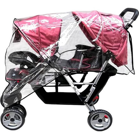 Universelt regnslag til dobbelte klapvogne - Blødt og ikke-giftigt regnslag - Transparent, vindtæt og støvtæt.