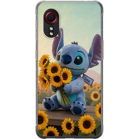 Kompatibelt Mobilskal till Samsung Samsung Galaxy Xcover 5 Stitch solrosfält Disney blå utomjording Lilo och Stitch karaktär som håller solrosor s