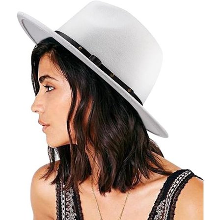 Dame Bæltespænde Fedora Hat Klassisk Bredskygget Filt Panama Hat