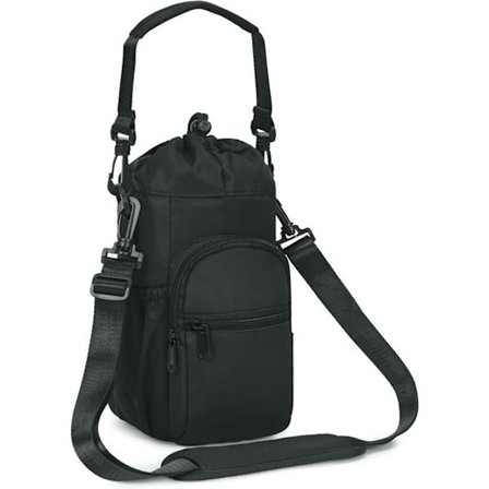 (Sort)Isoleret flaskeholder - INGEN - Vandretaske - 1 liter - Vandafvisende stof - Sort