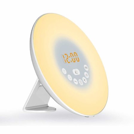 Soluppgångssimulering Väckarklocka Lampa Väckarklocka och Radio, Läslampa vid sängkanten med 7 färger och ljud,