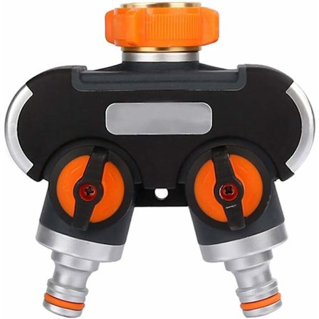 Osia ja liittimet 2-tie haaroitin, letkun haaroitin Puutarhaletkun haaroitin Säädettävä ja lukittava veden virtaus, Jakaja puutarhan kasteluun (