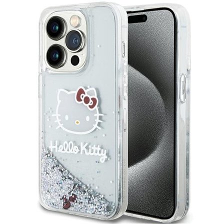 Hello Kitty Liquid Glitter Charms Kitty Head tapauksessa iPhone 13 Pro Max - hopea