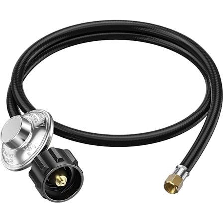 5 Fod Propangasregulator og Slange til Lavtryksapparat med QCC1 & 3/8" Hun-Svingbeslag, Propangasledning