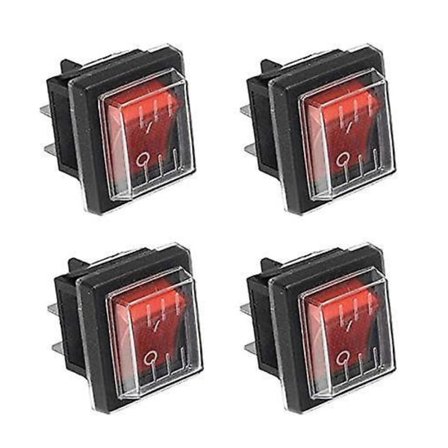 4 stk. vandtæt rød lys vippe tænd/sluk-kontakt til forskellige elektriske apparater