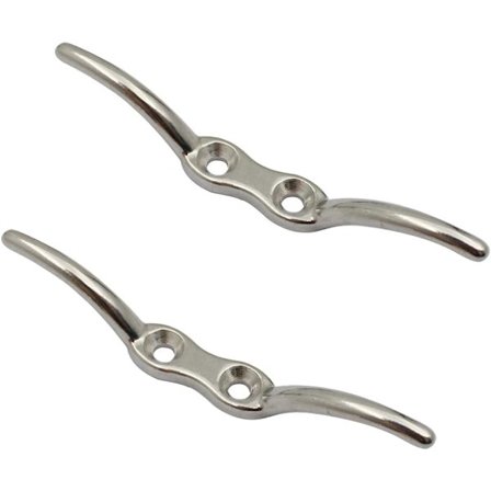 To rustfrie flaggstangsklemmer i rustfritt stål 316, 6-tommers klemmer, uten flagg eller r